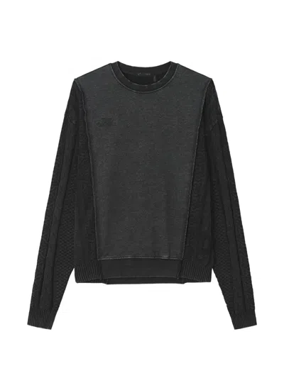 Five Cm Cable-knit Panelled Sweatshirt In Gray