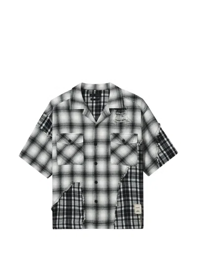 Five Cm Check Patch Shirt In Black