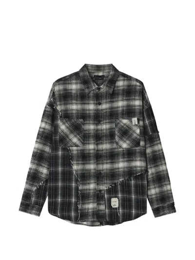 Five Cm Check Patchwork Shirt In Black