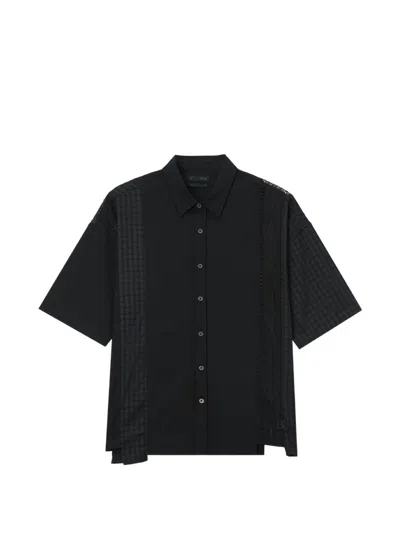 Five Cm Kurzärmeliges Hemd Mit Kariertem Einsatz In Black