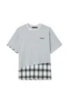 Five Cm Check-panel T-shirt In Gray