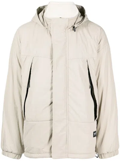 Five Cm Concealed-fastening Hooded Jacket In Neutrals