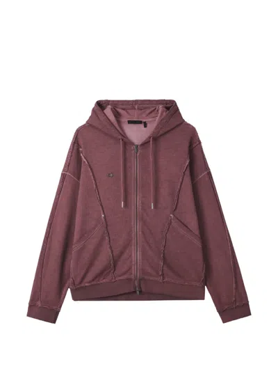 Five Cm Distressed Hoodie In Burgundy