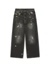Five Cm Distressed Whiskered Jeans In Black