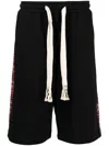 Five Cm Wide-leg Drawstring Cotton Shorts In Black