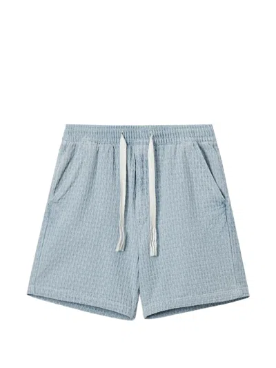 Five Cm Drawstring Textured Shorts In Blue