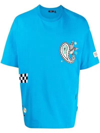 Five Cm Embroidered Cotton T-shirt In Blue