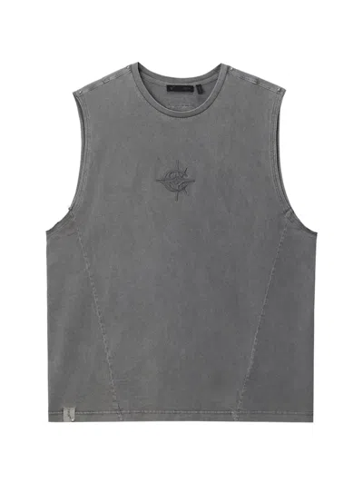 Five Cm Embroidered Sleeveless T-shirt In Gray