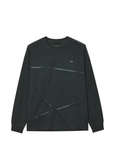 Five Cm Exposed-seam Logo-plaque Long-sleeved T-shirt In 블랙
