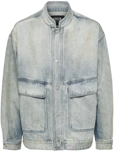 Five Cm Faded-effect Denim Jacket In Blue