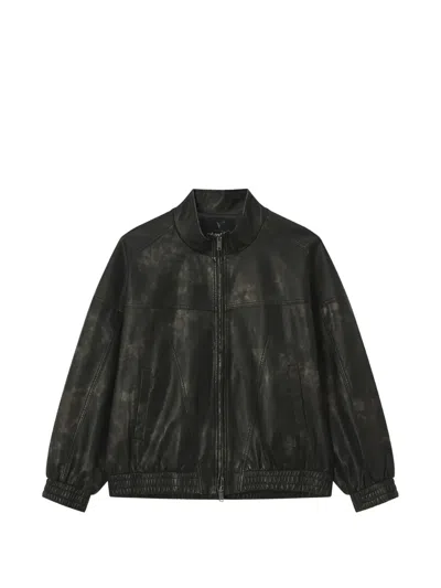 Five Cm Faded-effect Zip-up Jacket In Black
