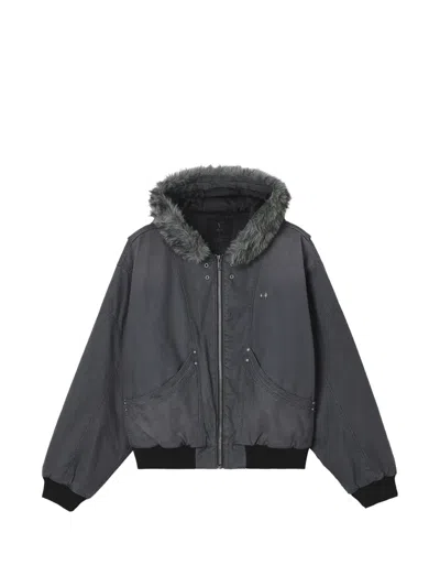 Five Cm Faux-fur Trim Hooded Jacket In Gray