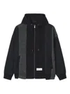 Five Cm Fleece-panelled Zip-up Hoodie In Black