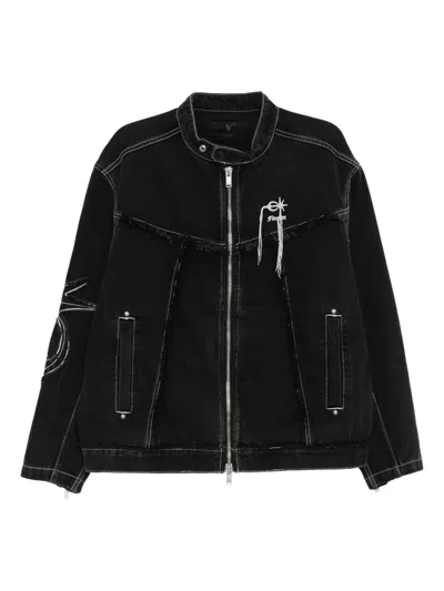 Five Cm Frayed Denim Jacket In Black