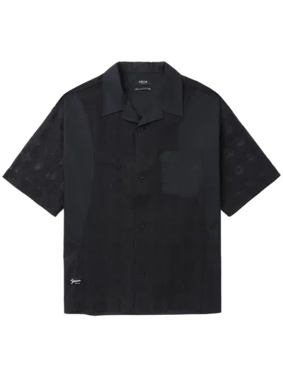 Five Cm Geometric-pattern Cotton Shirt In Black