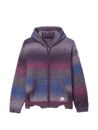 Five Cm Gradient-effect Distressed-finish Hoodie In Purple