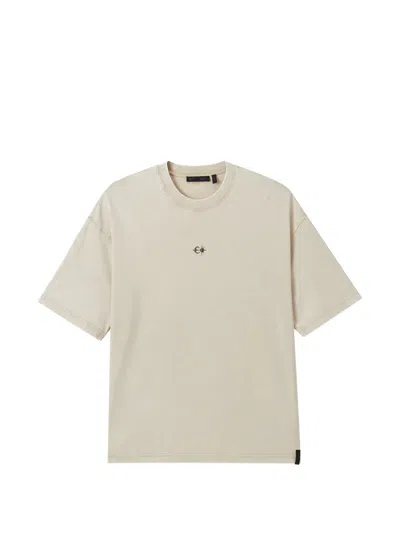 Five Cm Graphic-detail Crewneck Cotton T-shirt In Neutral