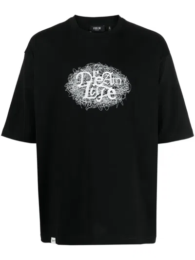 Five Cm Graphic-print Cotton T-shirt In 黑色
