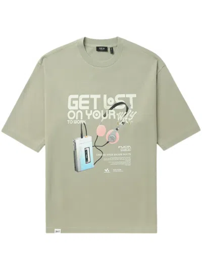 Five Cm Graphic-print Cotton T-shirt In Green