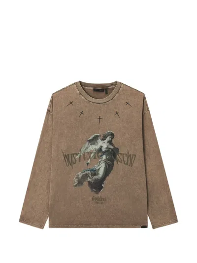 Five Cm Graphic-print Long-sleeve T-shirt In Brown