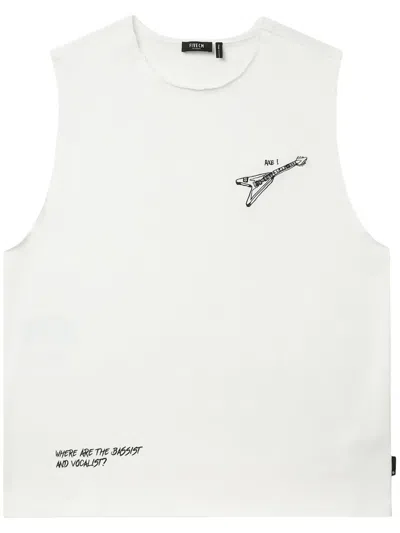 Five Cm Guitar-print Cotton Vest In White