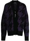 Five Cm Houndstooth Pattern V-neck Cardigan In Black