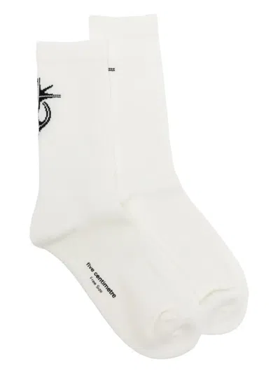 Five Cm Intarsia-knit Logo Socks In Neutrals