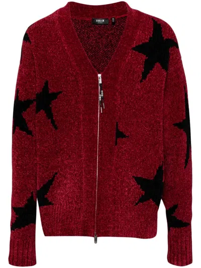 Five Cm Jacquard Zip-up Cardigan In 红色