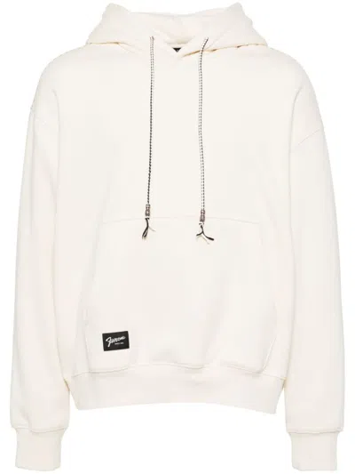 Five Cm Leather Trim Hoodie In Neutrals