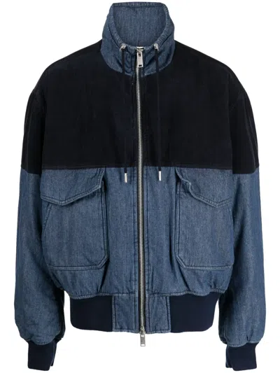 Five Cm Logo-appliqué Panelled Bomber Jacket In Blue