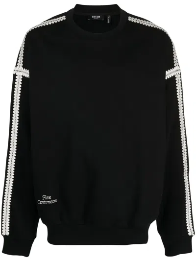 Five Cm Logo-embroidered Cotton Blend Sweatshirt In Schwarz