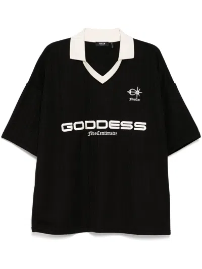 Five Cm Poloshirt Mit Logo-stickerei In Schwarz