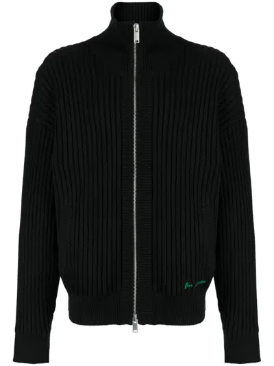 Five Cm Logo-embroidered Ribbed-knit Cotton Sweatshirt In Black