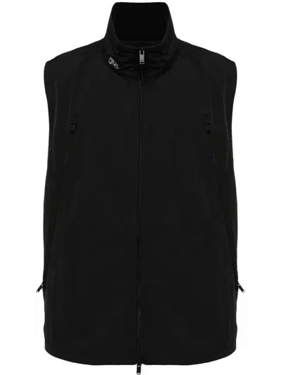 Five Cm Logo-embroidery Zipped Gilet In Black