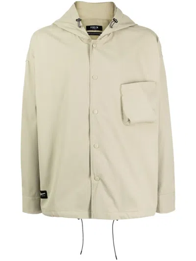Five Cm Logo-patch Hooded Jacket In Brown