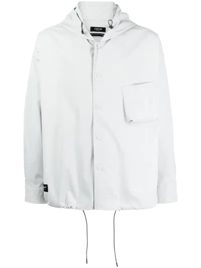Five Cm Logo-patch Hooded Jacket In Grey