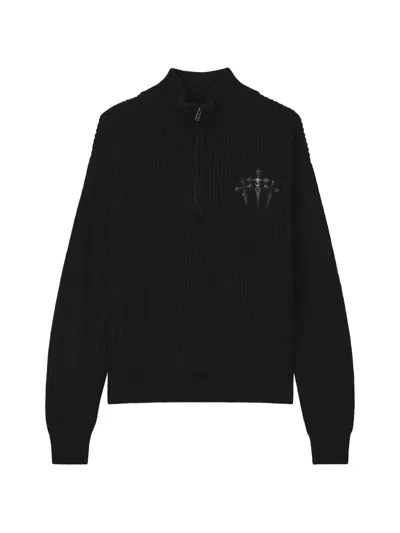 Five Cm Logo-plaque Ribbed-knit Sweater In Black