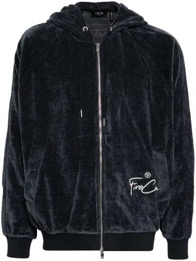 Five Cm Long Sleeves Chenille Jacket In Blue