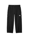 Five Cm Multi-pocket Drawstring Cargo Pants In Black