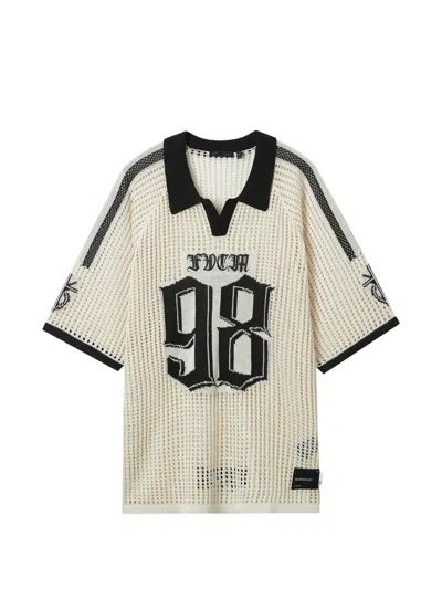 Five Cm Number-motif Open-knit T-shirt In Multi