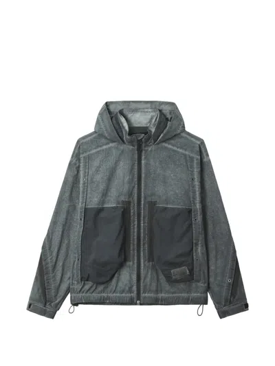 Five Cm Panelled Hooded Jacket In Gray