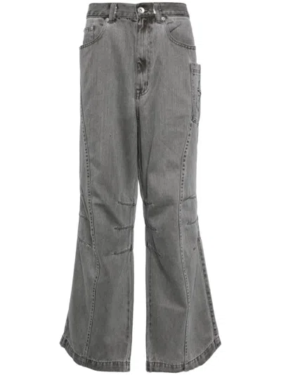 Five Cm Panelled Straight-leg Jeans In Grey