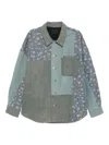 Five Cm Patched Denim Jacket In Green