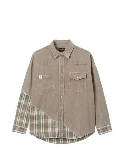 Five Cm Patchwork Corduroy Shirt In Neutrals