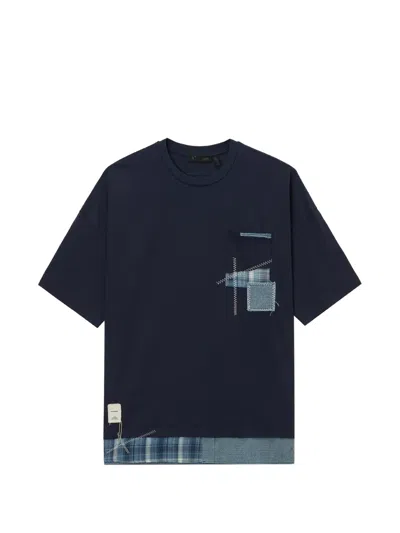Five Cm Patchwork Detail T-shirt In Blue