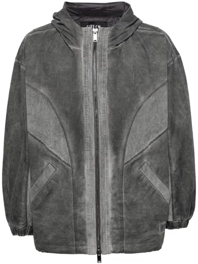 Five Cm Patchwork Hooded Jacket In Grey