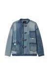 Five Cm Patchwork Knot-fastening Cotton Jacket In Blue