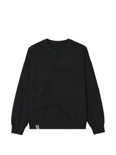 Five Cm Patchwork Raw-edge Sweatshirt In Black