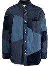 Five Cm Hemdjacke Im Patchwork-look In Blau