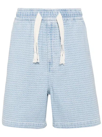 Five Cm Patterned-jacquard Cotton Shorts In Blue